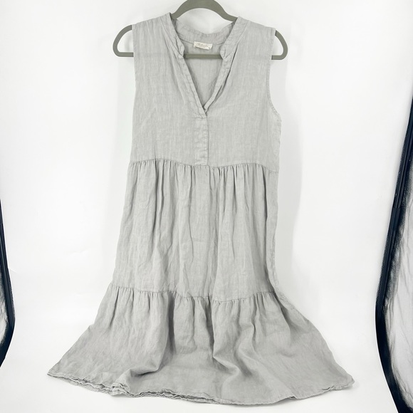 Bellambra Italy Linen Dress LT GREY TIERED SIZE MEDIUM - Picture 1 of 7